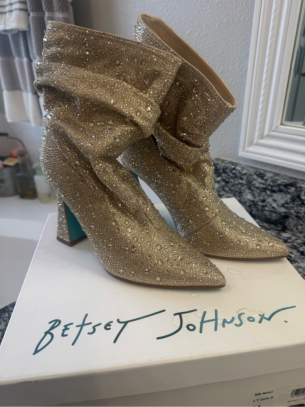 Betsey Johnson Sparkling Gold Slouchy Ankle Boots